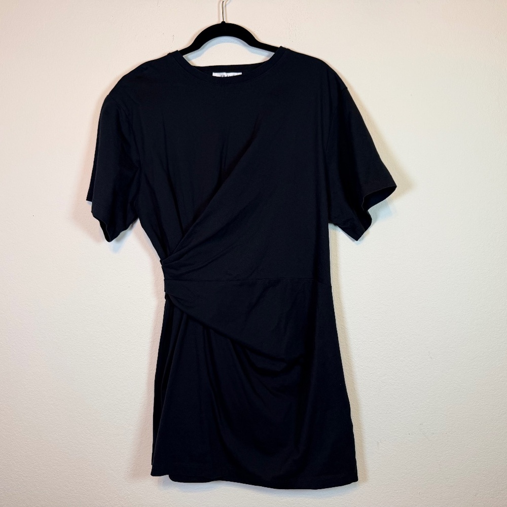 FRAME - Organic Cotton Black Twist Waist T-Shirt Dress - Picture 2 of 7